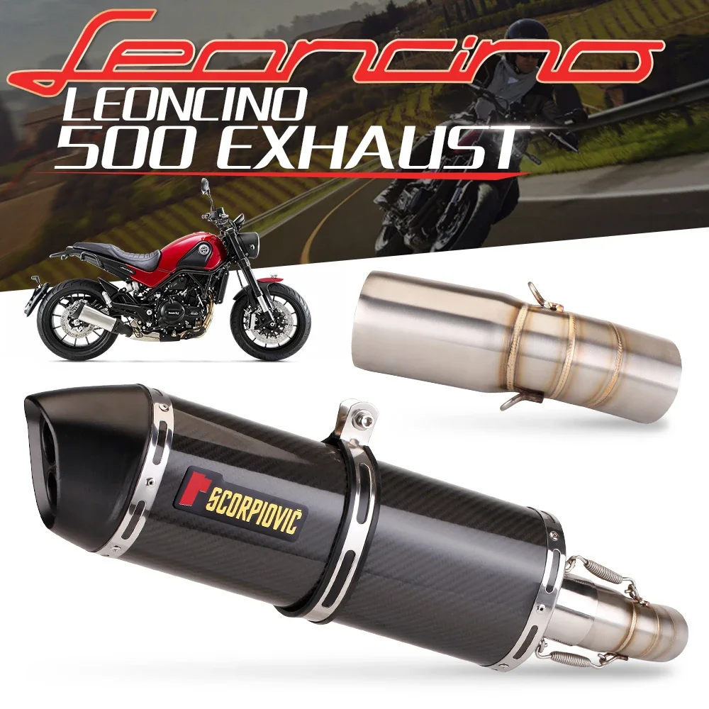 Muffler For Motorcycle Exhaust 38/51mm With DB killer Motorbike silencer FOR Benelli Leoncino 500 leoncinX 2016-2018 Leoncino500