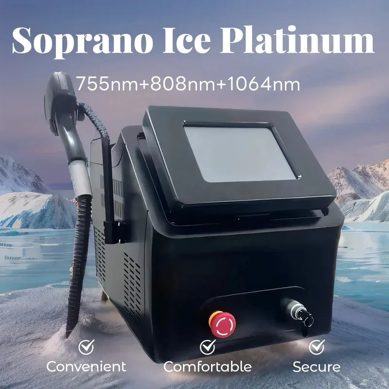 

Soprano ICE PlatinumTitanium 808nm Diode Diode Hair Removal Machine 755 808 1064nm 3 Wavelength 3000w 10Bar 2025