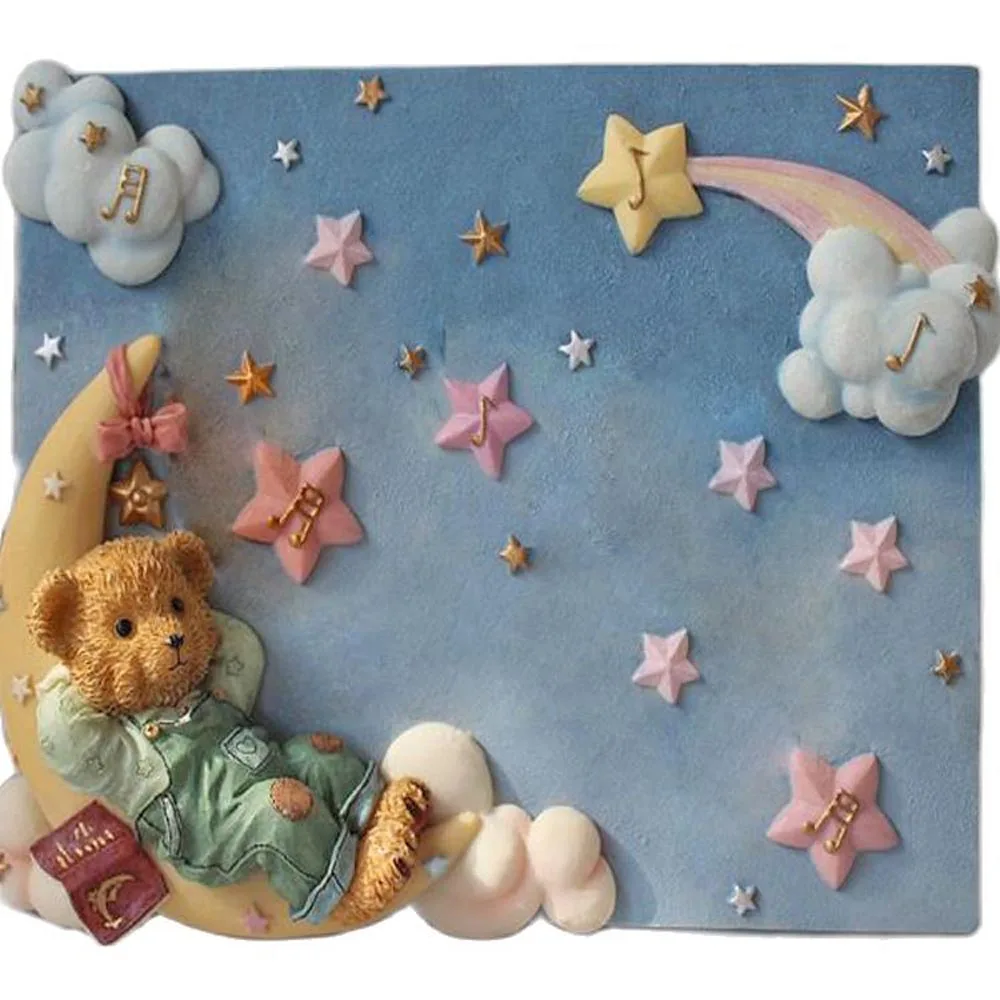 

LX New 3D Half Moon Teddy Bear Silicone Mold DIY Sugarcraft Cake Decoration Baking Mould