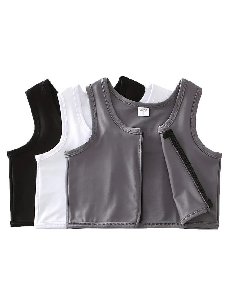 رابط للصدر بسحاب أمامي للصبيان المثليات ، رابط ثدي جيد التهوية ، ضمادة قصيرة ، تأثيري ، 3 ألوان