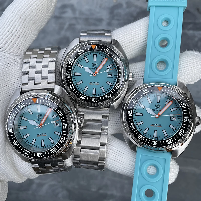 STEELDIVE Men Diver Watch Sport Automatic Mechanical Wristwatch 1000m Waterproof BGW-9 Luminous Ceramic Bezel Sapphire NH35 Blue