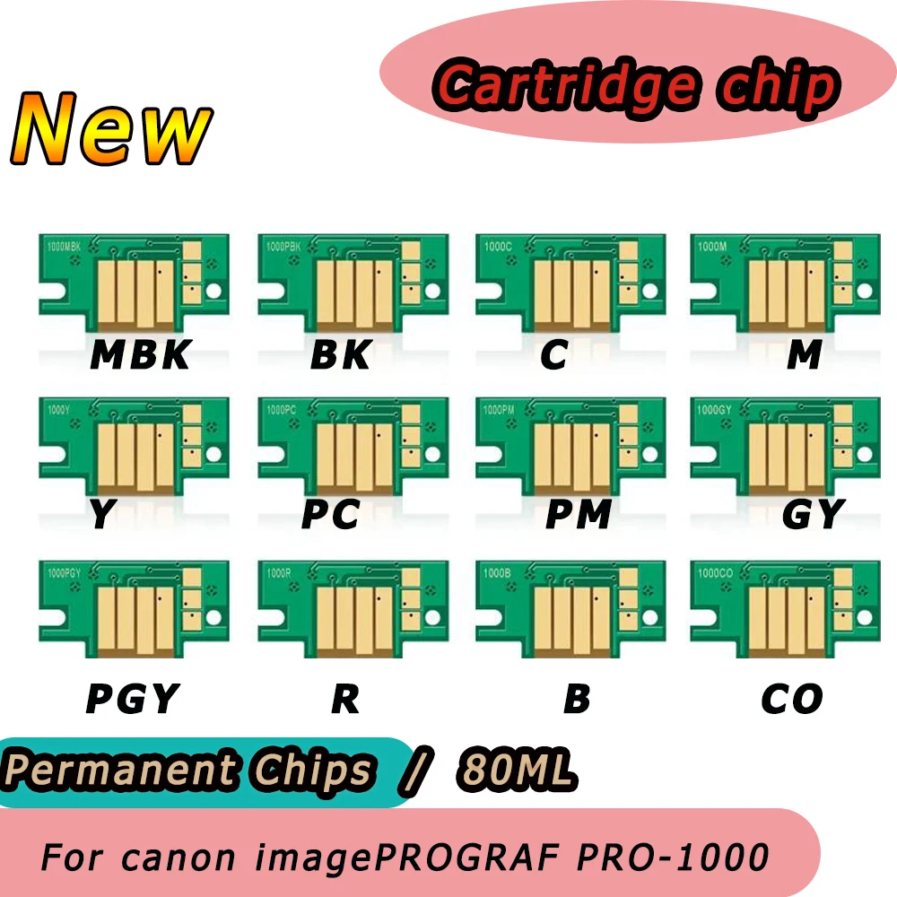 PFI-1000 PFI1000 Permanent Cartridge Chip For Canon imagePROGRAF PRO-1000 PRO1000 Printer Reset Chips