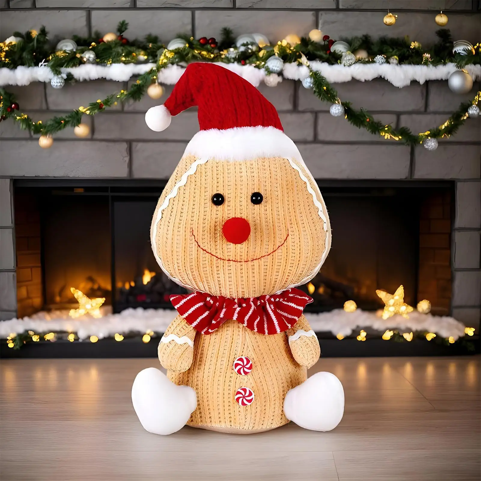 Christmas Gingerbread Decor Luminous Doll Cute Gingerbread Decor Home Decorations Statue For Bedroom Living Room Kitchen