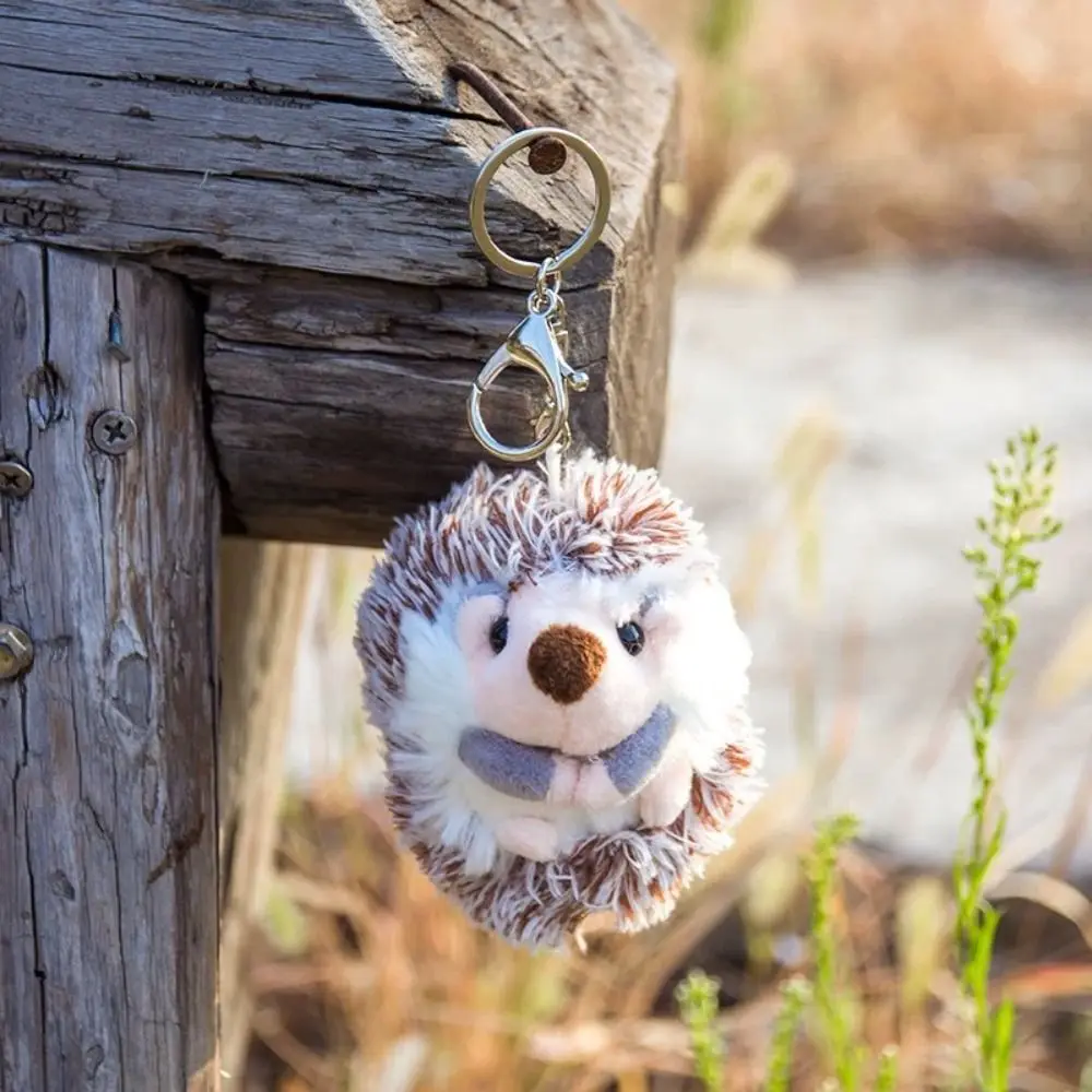 Cute Hedgehog Pattern Hedgehog Keychain Stuffed Animals Toys Handbag Keyring Bag Pendant Keyring Flannel Alloy Stuffed Keychain