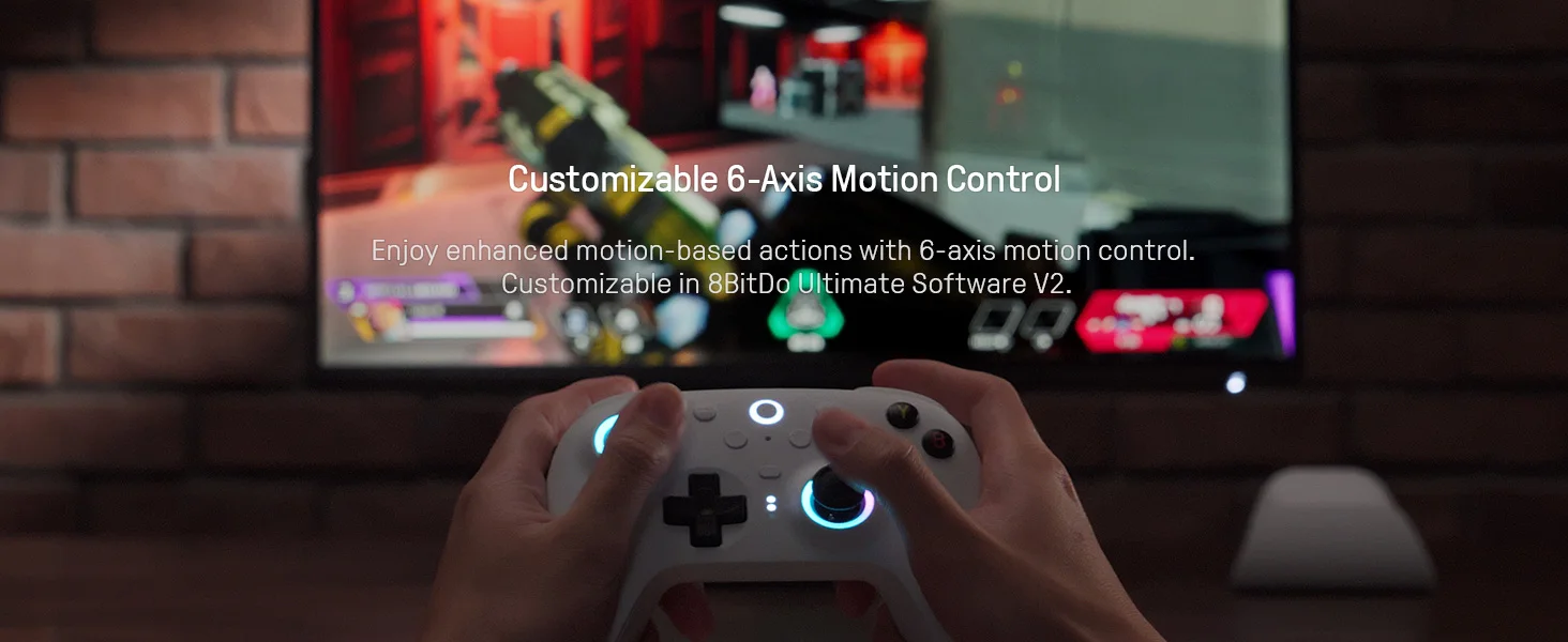 8BitDo Ultimate 2 GREEN Kabelloser Controller TMR Joysticks Update, Hall-Effekt-Trigger für PC, Windows 10,11 Android-Spiele – Detail 5