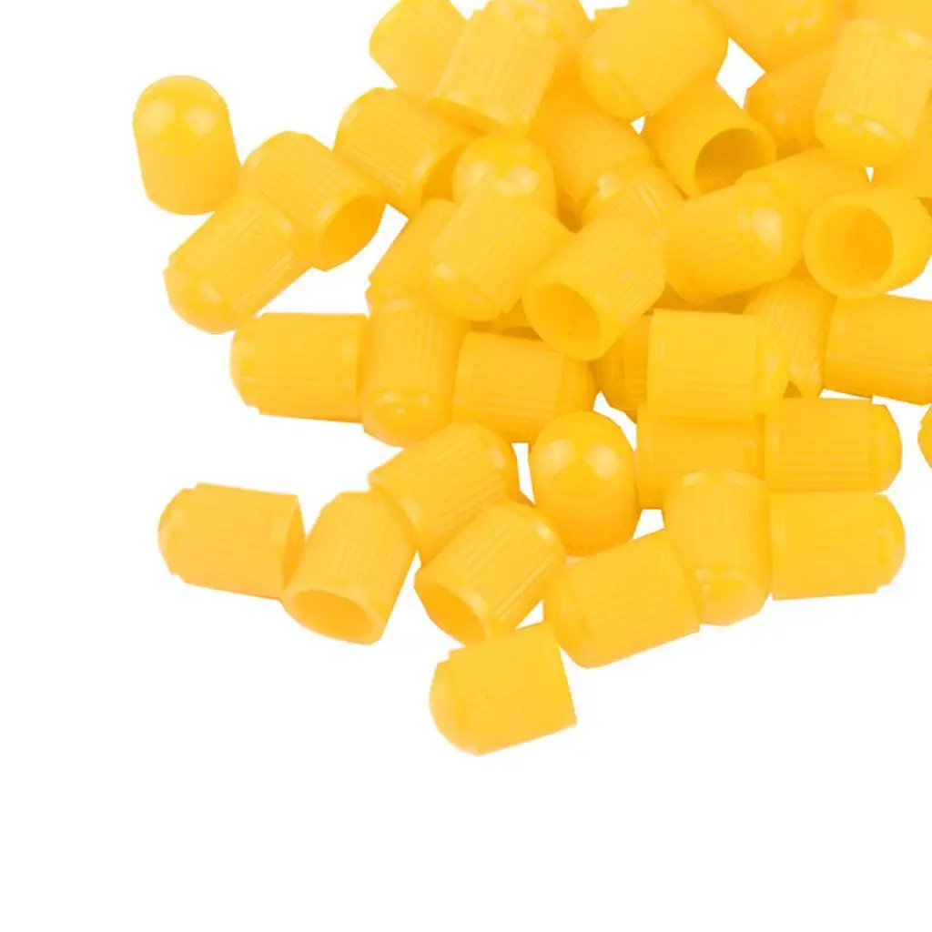 100x Plastic Car Bike Motorcycle Truck wheel Tire Valve Stem Caps HOT Yellow