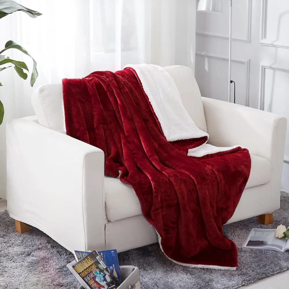 

Blanket Soft Warm Reversible Fleece Blanket Sofa Cover Plush Bedspread on The Bed Home Textile Garden Suitable for Travel