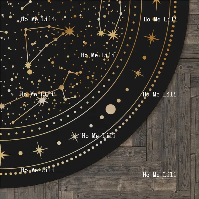 Celestial Area Astronomy Rug Vintage Mat Geometric Star Carpet