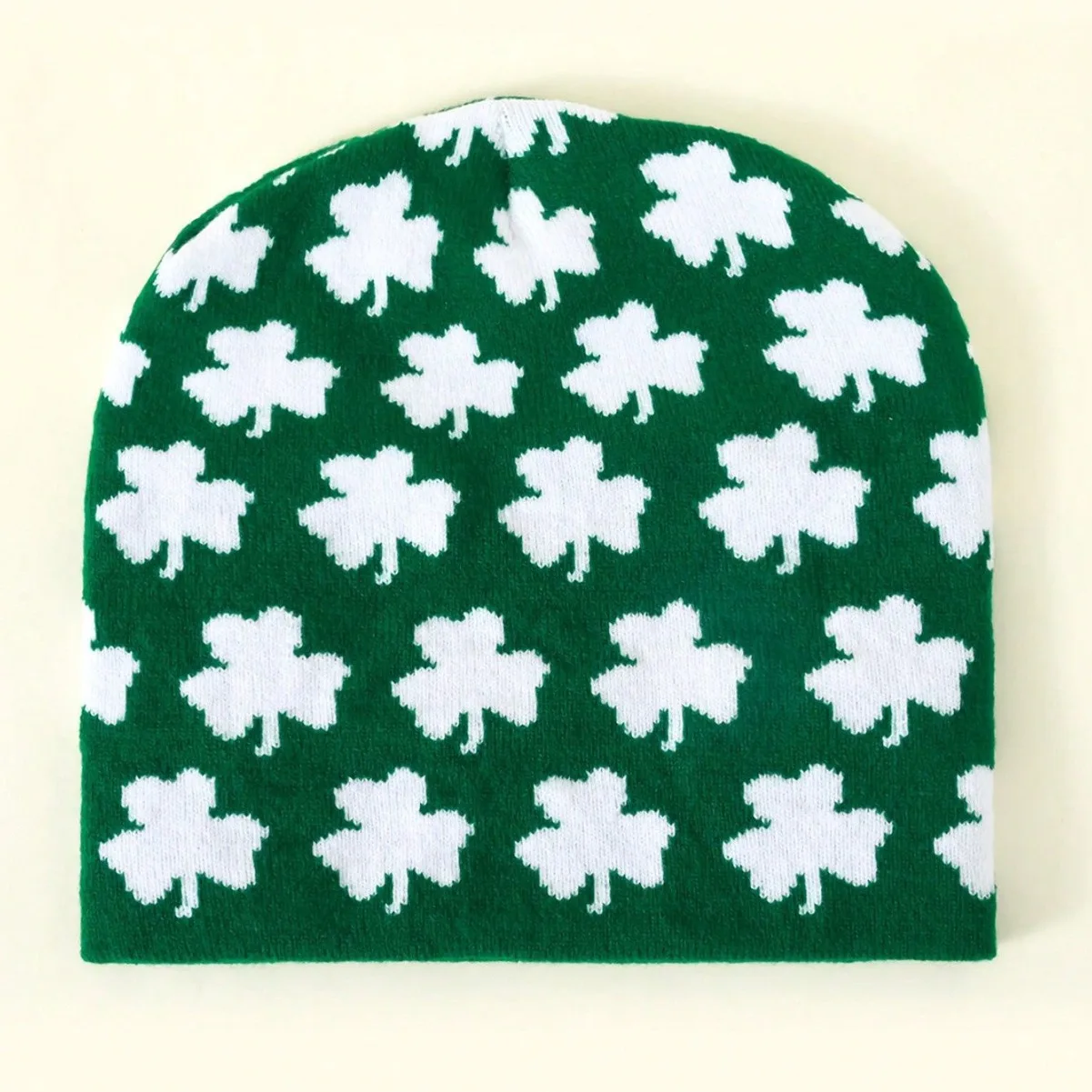 

Head Cap Hugger Toque Stocking Watch Full Clover Jacquard Personalized Street Cold Hat Brim Knitted Men Women 2M48