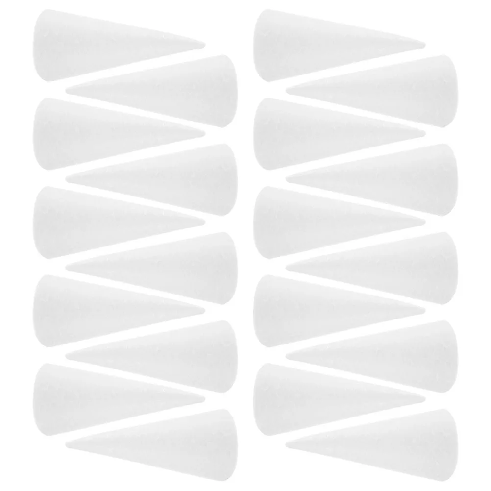 

20Pcs White Decorative Foam Cones DIY Craft Cones for Holiday Christmas Tree Floral Arrangements Party Table Centerpiece 15cm