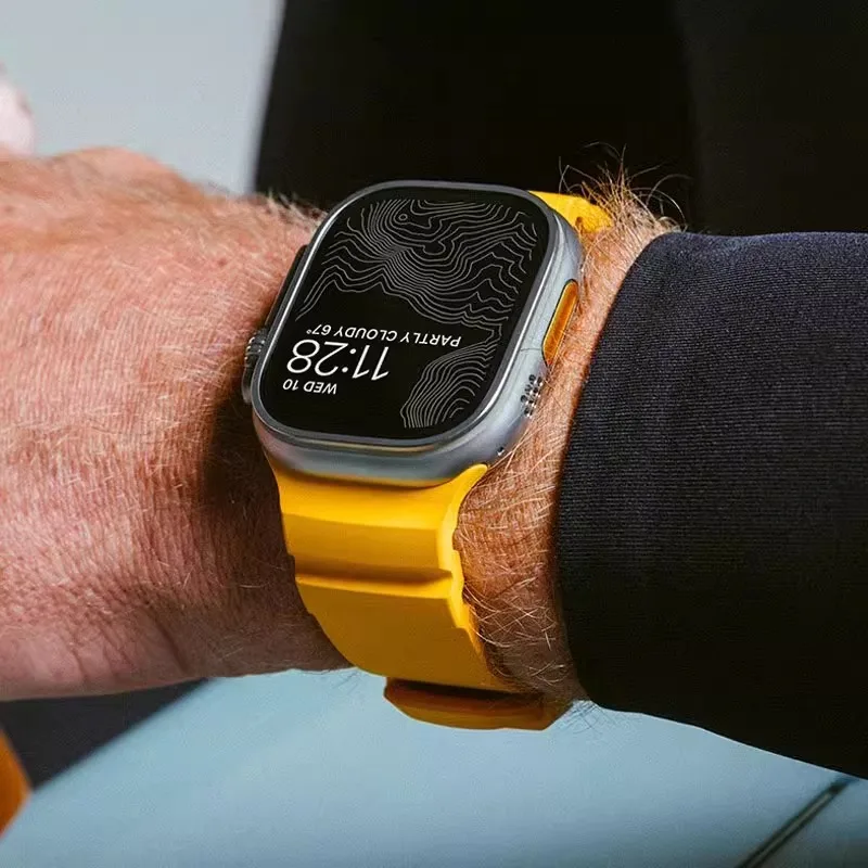 Pasek sportowy do Apple Watch Ultra2/1 10 9 8 7 6 SE 5 4 Miękki silikonowy pasek tytanowy do iWatch 42mm 44mm 45mm 46mm 49mm