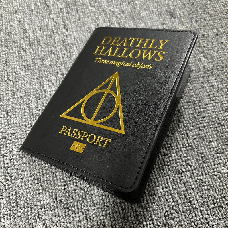 New Harries Deathly Hallows Passport Cover Anime Theme Passport Holder High Quality Pu Leather Travel Wallet