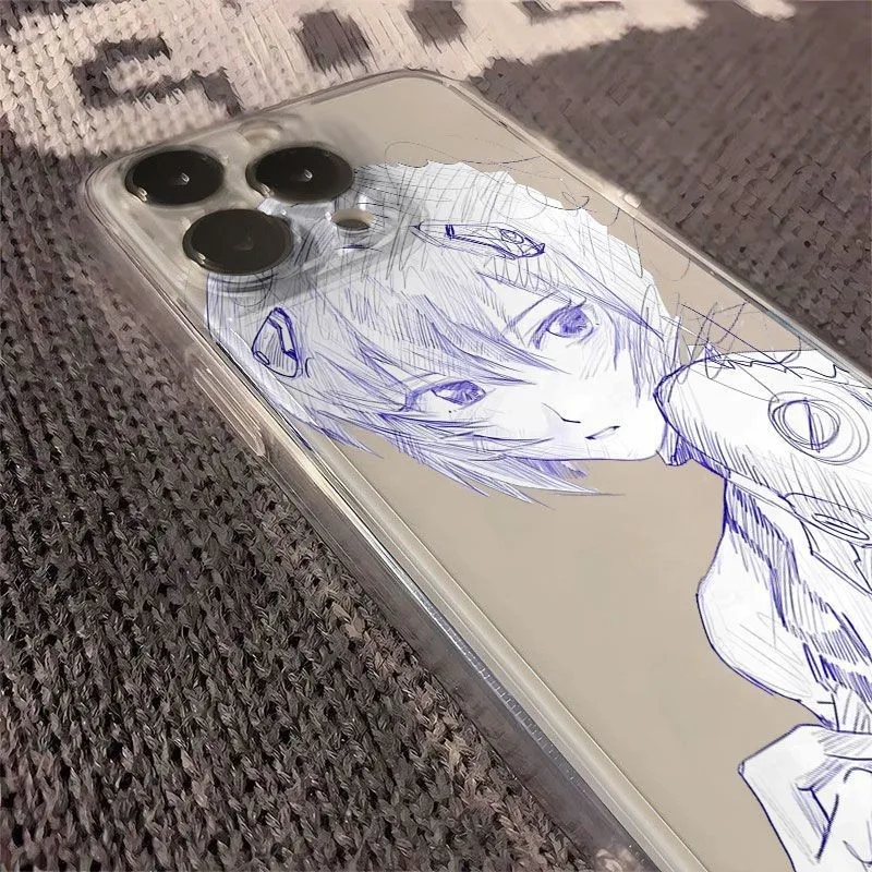 Asuka and Ayanami hand drawn graffiti Phone Case For Samsung S25 S24 S23 S22 S21 S20 FE Note20 Plus Ultra Lite 5G Clear Cover - náhled 3