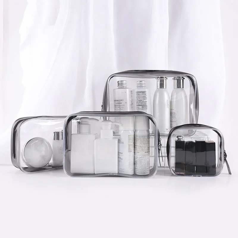 1PCS Transparent Cosmetic Bag PVC Women Clear Makeup Bags Beauty Case Travel Make Up Organizer Storage Bath Toiletry Wash Bag