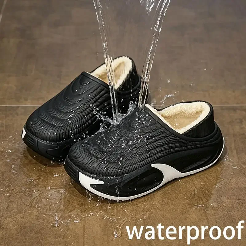 Herren Winter 2026 Warme Plüsch-EVA-Hausschuhe Wasserdichte Weichsohlen-Plateauschuhe Rutschfeste Baumwollschuhe für Zuhause und Outdoor – Detail 5