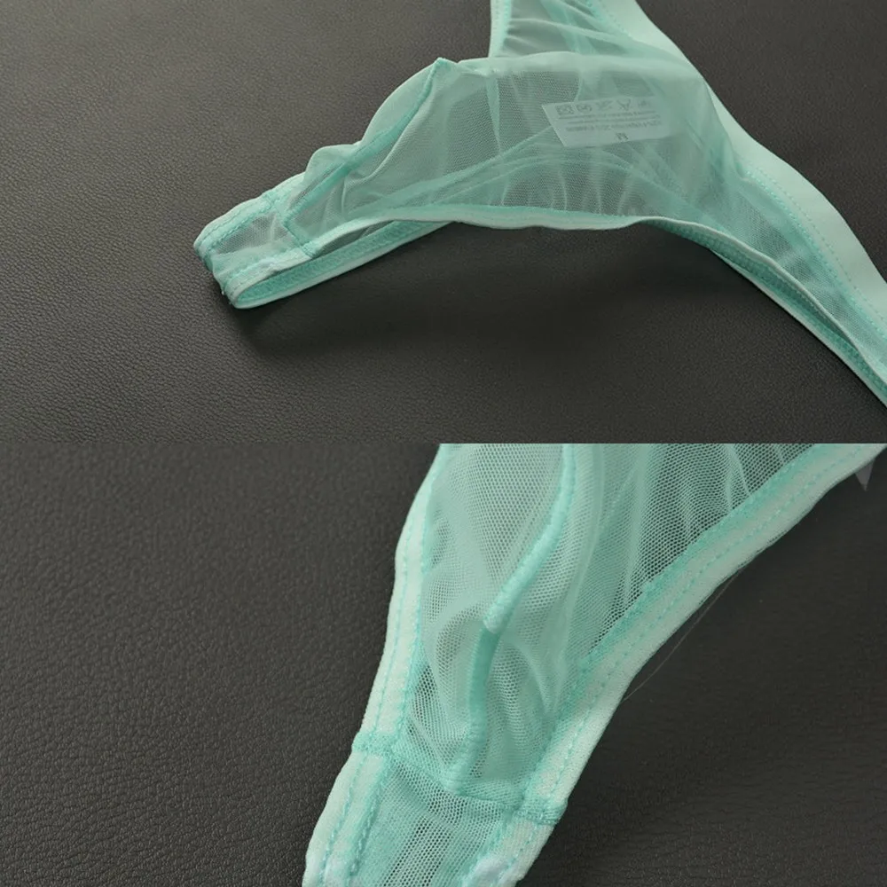 Mens Briefs 투명 속옷 에로틱 란제리 낮은 허리 울트라 얇은 메쉬 벌지 주머니 속옷 통기성 얼음 실크 g-문자열
