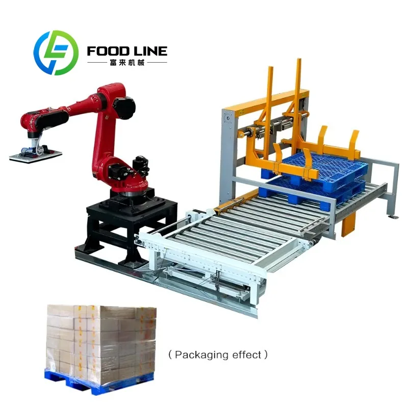 Customized Automatic End of Line Packaging Machine Carton Erector Sealer Robot Palletizer Stacker Box Packing System