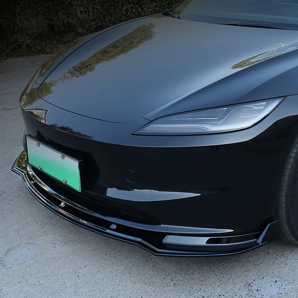 

3Pcs/Set For Tesla Model 3 Highland 2024 Car Front Bumper Lip Chin Diffuser Body Kit Spoiler Accessories ABS Tuning Gloss Black