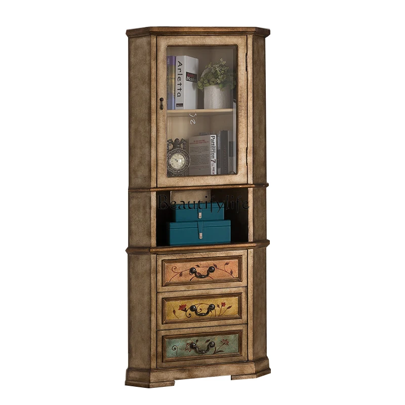 

Painted solid wood living room corner cabinet corner bookshelf storage cabinet