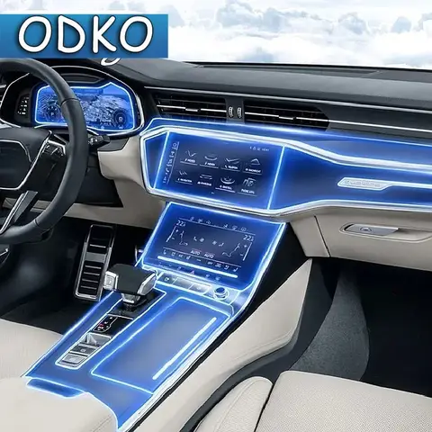 For Audi A6 A7 C8 2019-2023 Car Interior Film Dashboard piano board Shift center console Anti-scratch transparent TPU PPF Film