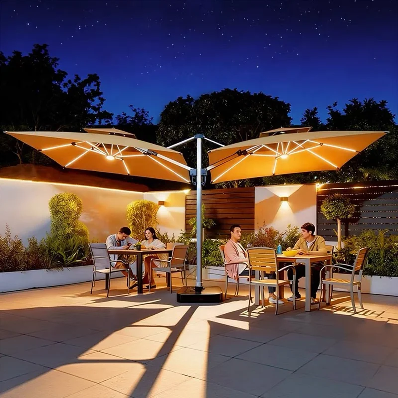 `Double-Head Roman Umbrella Large Outdoor Sun Patio Villa Garden Street Vendor Guard Booth Security Courtyard Market Parasol