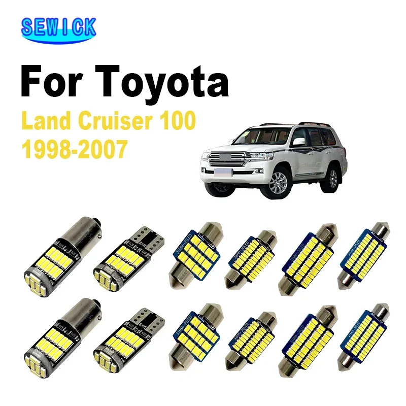 

19Pcs Interior Map Plate Door Dome Light Kit For Toyota Land Cruiser 100 LC100 1998- 2001 2002 2003 2004 2005 2006 2007 LED Bulb