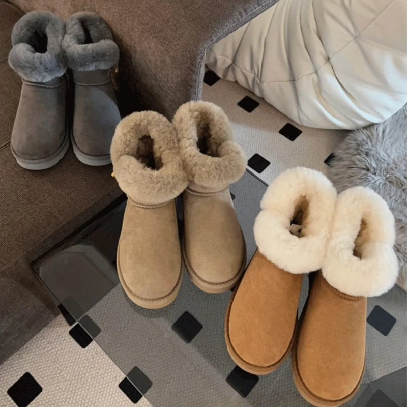 

Новые женские зимние сапоги 2026 года: короткие, на меху, с пуговицами-«рогами», на флисовой подкладке, толстые, теплые, модные