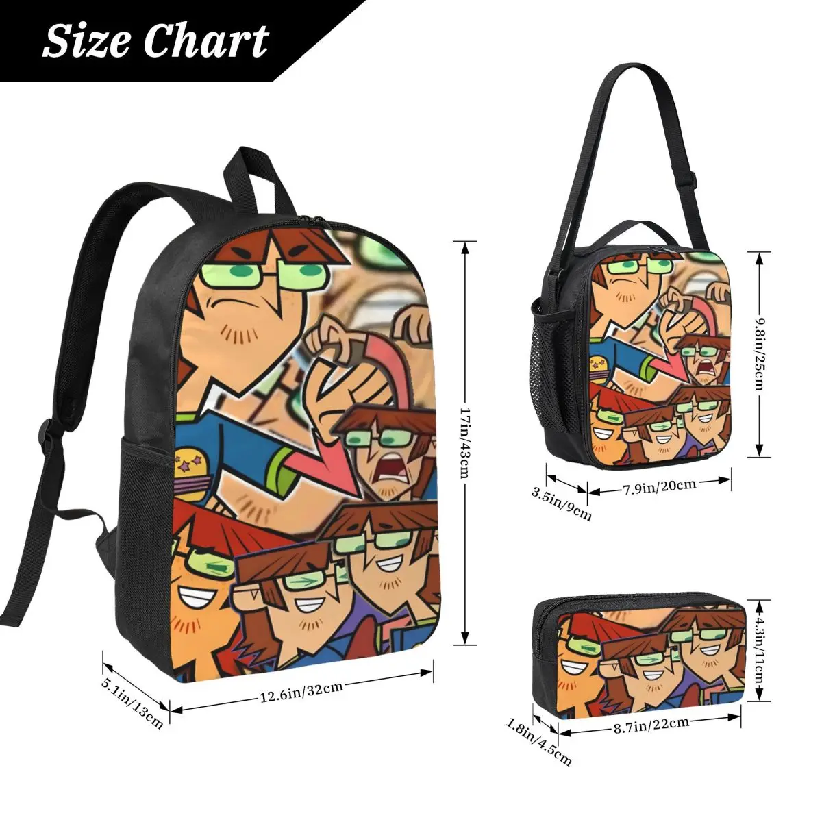 3Pcs Totals Dramas School bags Set for Boy Girl Pencil Boxes Backpack Sets with Lunch Box For School Students Knapsack