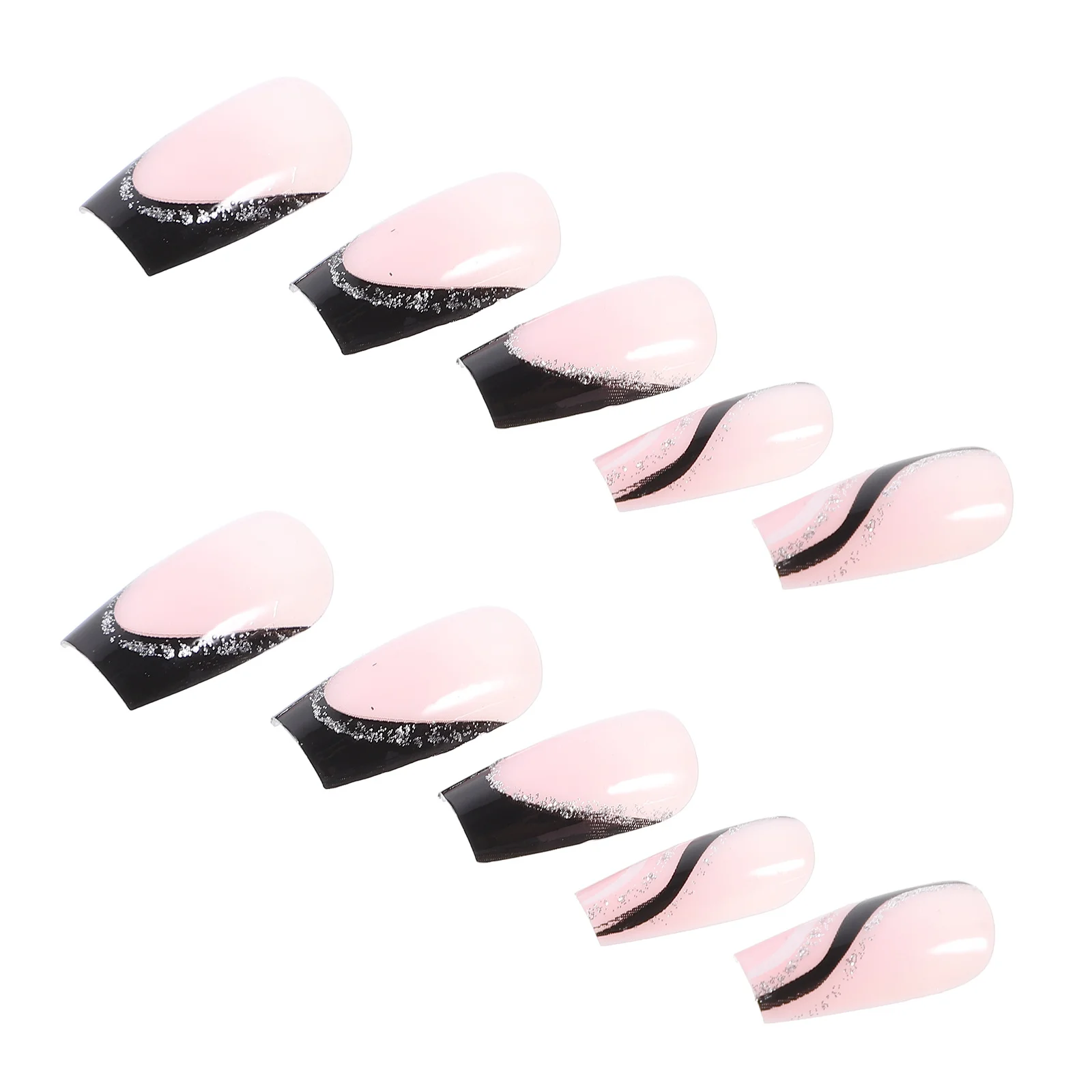 

24 шт. черных французских накладных ногтей с полным покрытием, стильные искусственные ногти для женщин, модный декоративный набор для маникюра