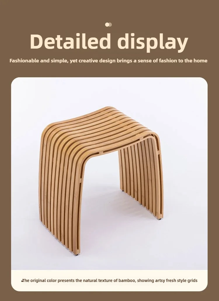 Simple Bamboo Living Room Dining Stool Furniture Modern Home Casual Shoe Changing Stool Strong and Durable Dressing Chair