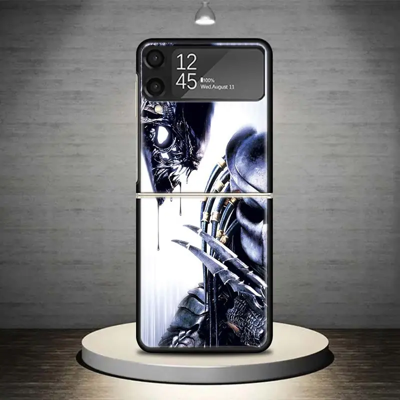 Alien Vs Predator Painted Phone Case For Samsung Galaxy Z Flip 5 4 3 5G Shockproof Cover For Samsung Z Flip3 Flip4 ZFlip5 Luxury