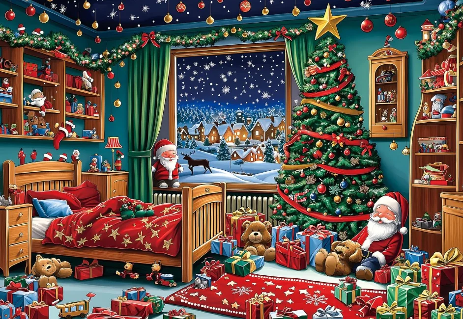 Christmas Room With Santa Tree And Gift Boxes 500/1000/1200/2000PCS Jigsaw Puzzle Family Interactive Game Creative Present