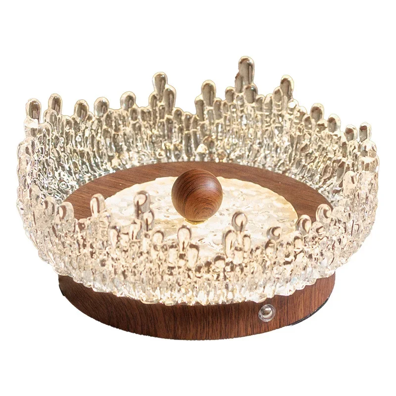 

French antique water drop desk lamp walnut color desktop decoration ornament retro bedroom bedside atmosphere night light