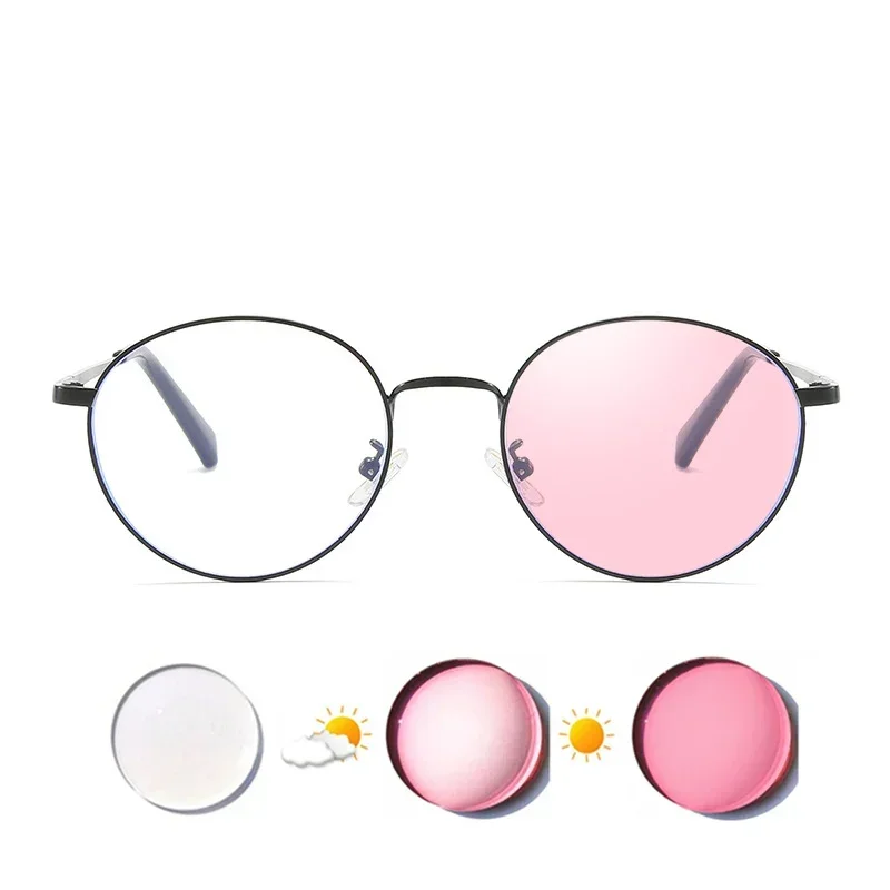 Myopia Glasses Sphere -0.5 TO -10 Women Men Photochromic Or Blue Light Blocking Lenses Alloy Frame Prescription Eyeglasses F502