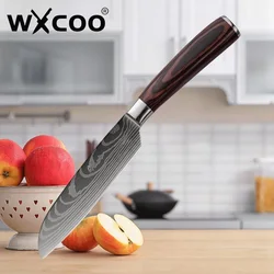 WXCOO 5-inch Small Santoku Knives Household Kitchen Knives Vegetable Cutter Fruit Peeler Bread Santoku Knife Stainless Steel