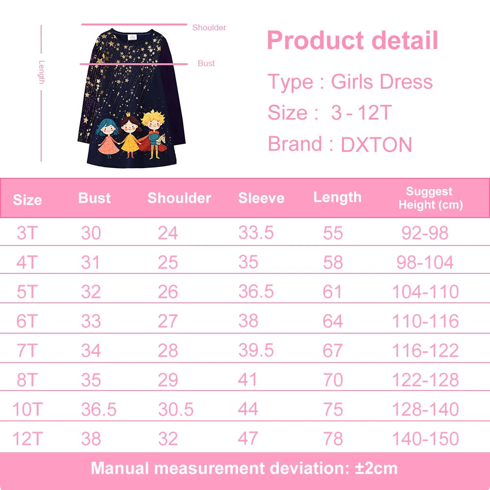 DXTON Kids Sisters Outfit Cotton Children Dresses Autumn Long Sleeve Girls Daily Dress Star Dot Straight Toddler Vacation Clothe