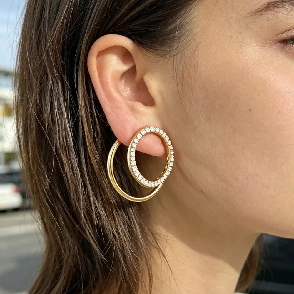 JeeMango Zarte Kreis-Ohrstecker mit vollem Zirkon für Damen, 18 Karat Gold, PVD-beschichteter Edelstahl, Ohrringe, Modeschmuck, E26104 – Detail 7