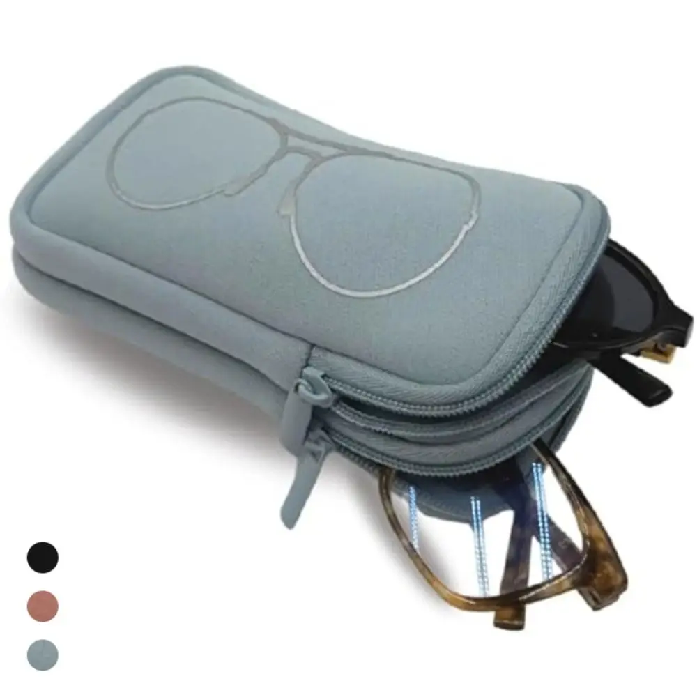 

Premium Quality Dual Layer Glasses Case Neoprene Lightweight Sunglasses Bag Portable Soft Wallet Women Men