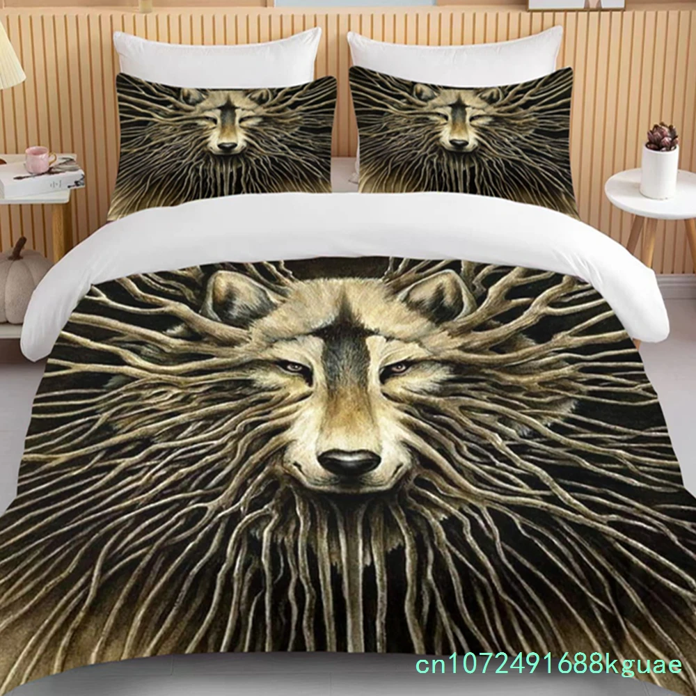 10 Sizes Exquisite Wolf Pattern King Size Double Bed Children's Bedding  Microfiber Or Polyester Duvet Cover 3 Piece Set