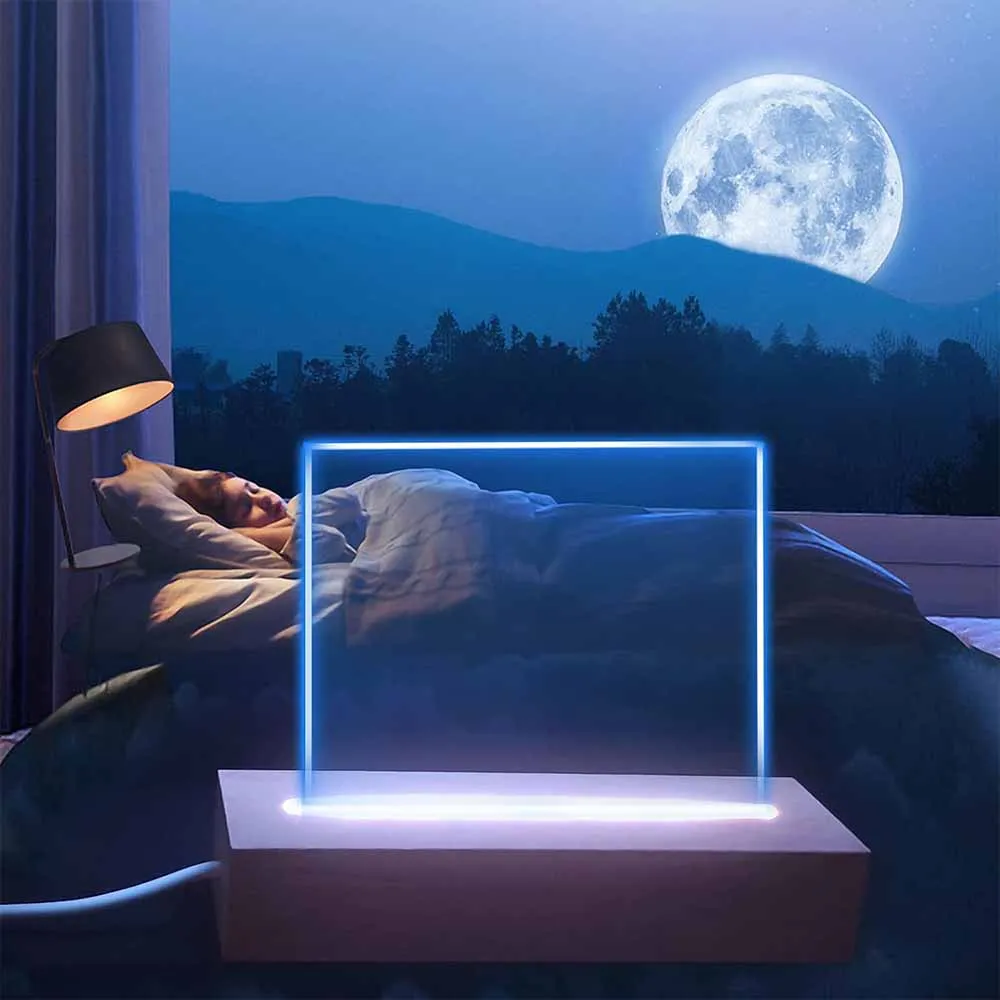 Base Led de madera de 4,5mm alimentada por USB, luces que cambian de 3 colores para lámparas de noche de plexiglás acrílico, regalos de vacaciones para niños