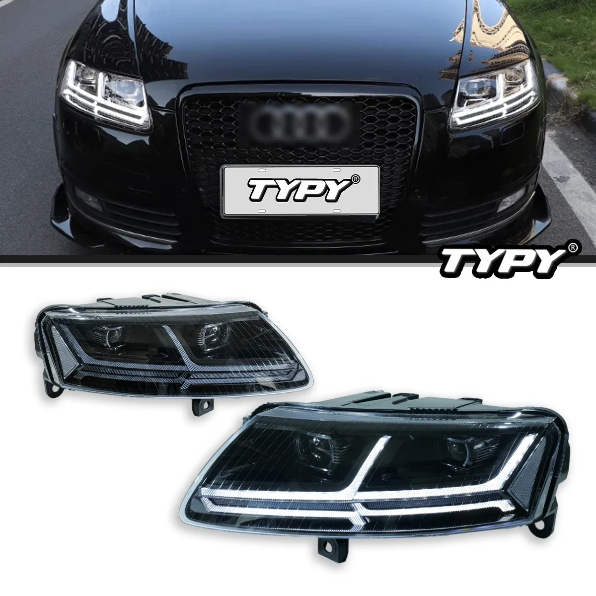 

Автомобильный свет TYPY для Audi A6 2005-2012, фара, светодиодный проектор, дневные ходовые огни, автомобильные аксессуары