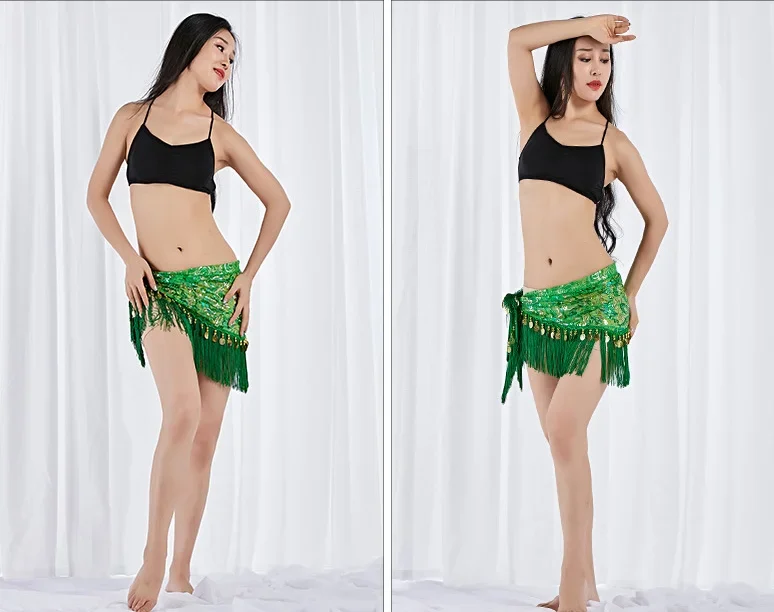 Bauchketten-Tailleketten mit Quasten, Pailletten und goldenen Münzen für Damen, Hüfttuch, orientalisches Tanzkostüm für Aufführungen und Übungen, Tanzaccessoires. – Detail 10