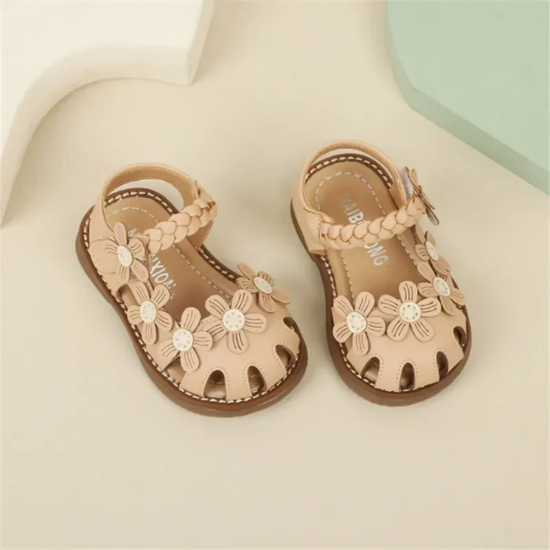 2023 New Summer Baby Shoes For Girls Cute Flower Cut-outs Infant Princess Sandals Closed Toe Fashion Toddler Kids Sandals