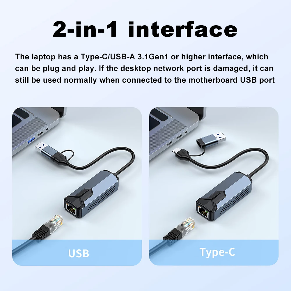 بطاقة الشبكة السلكية 5G USB 3.0 TYPE C إلى RJ45 محول RTL81527 5000Mbps عالية السرعة لأجهزة الكمبيوتر المحمول NAS MacBook Pro والكمبيوتر اللوحي المكتبي