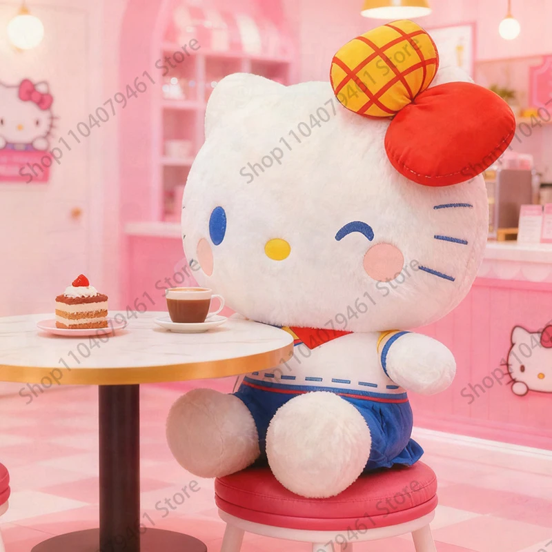 

Плюшевая игрушка Hello Kitty Sanrio 60 см, большая подушка в милой униформе, аниме-персонаж, мультяшная КТ, подарок на день рождения для детей