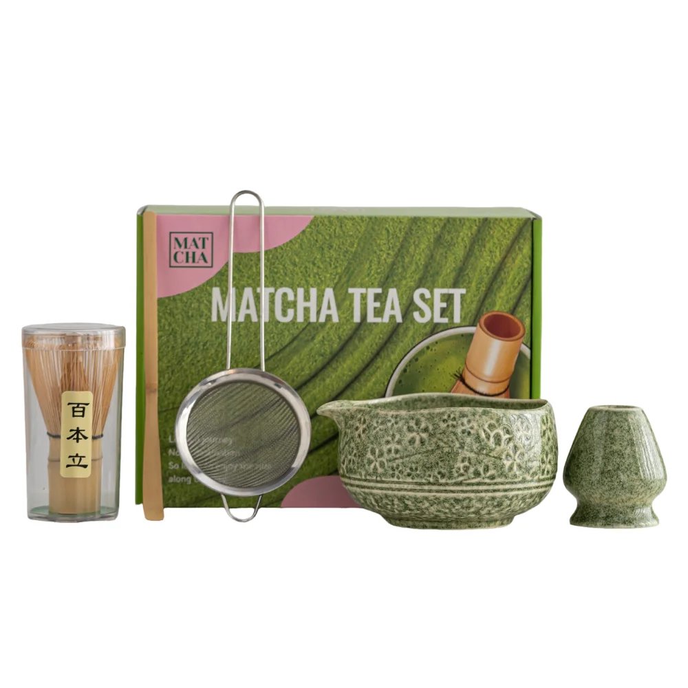 

5Pcs Tea Sticks Japanese Matcha Tea Set Match Bowl Matcha Spoon Matcha Brush Bamboo Ceramic Tea-Making Tools Green Tea Whisk