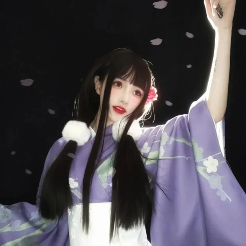 AAA 2025 Kimono tradicional púrpura Yukata nueva ropa Obi disfraz de Geisha japonesa ropa de Cosplay Haor