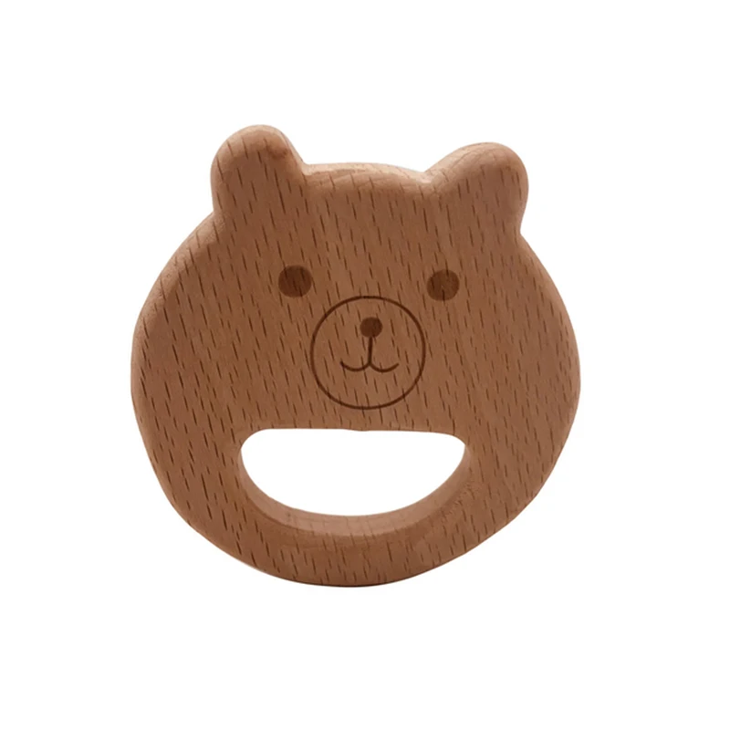 ABCPICK Organic Beech Eco-Friendly Wooden Bear Wood Personalized Pendent DIY Pacifier Chain Jewelry Making Handmade Accessories