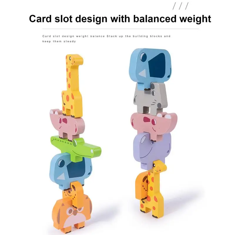 Building Stacking Blocks Wooden Blocks Building Animal Puzzles Toy Wooden Animal Blocks Sorting Stacking Toys For Kids