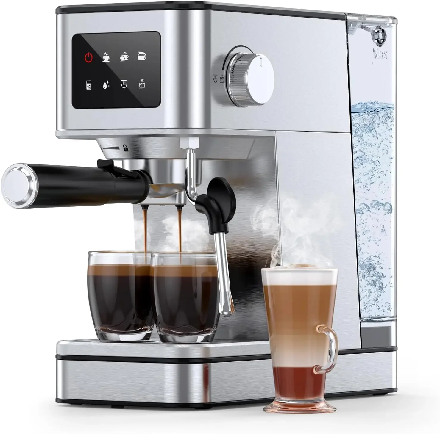 Machine, 20 Bar Professional Espresso Maker, Milk Frother Steam Wand for Latte, Compact Stainless Steel Machine with 57.5oz Remo